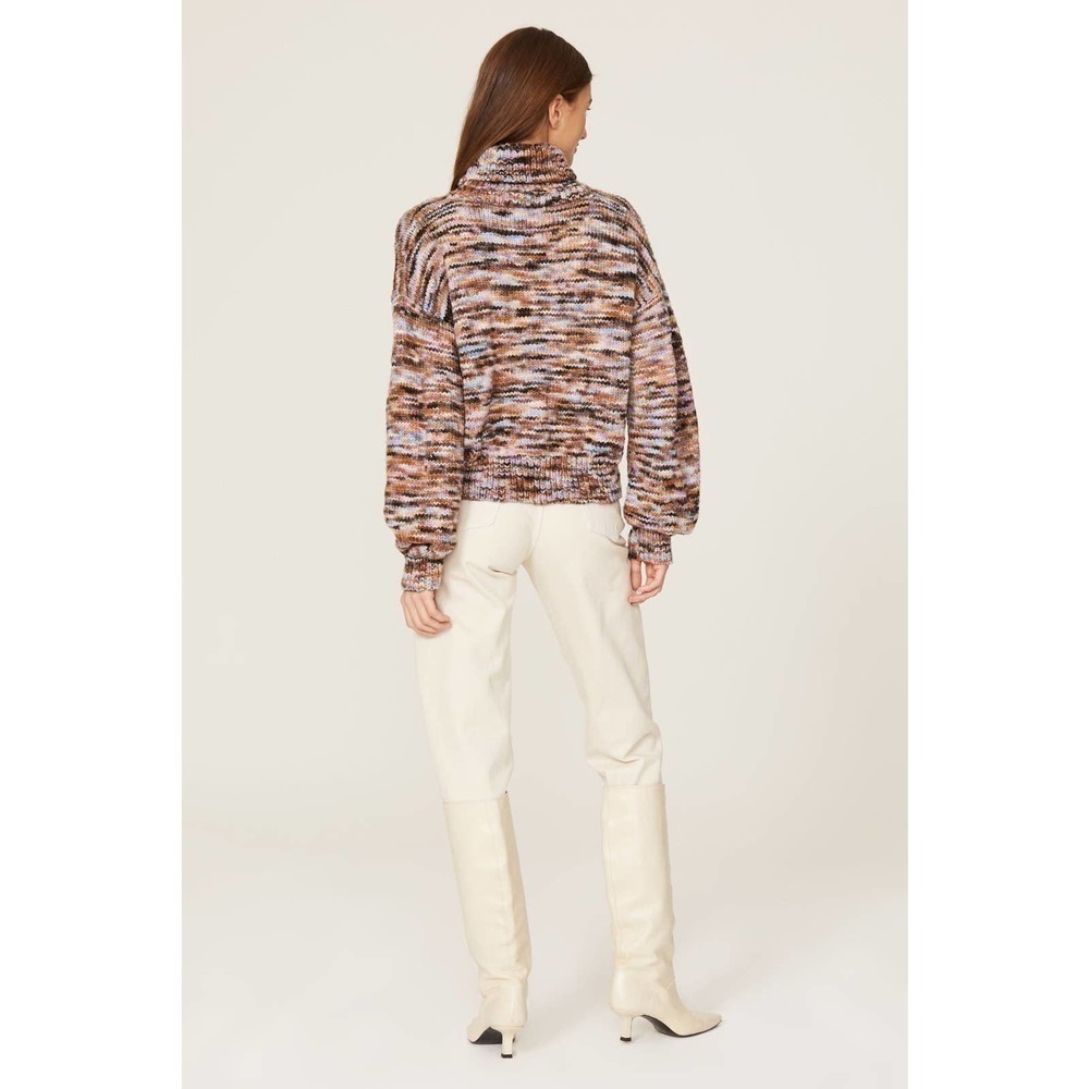 A.L.C. Handmade Soft Merino Wool Marled Puff Sleeve Knitted Harper Sweater - Picture 4 of 6